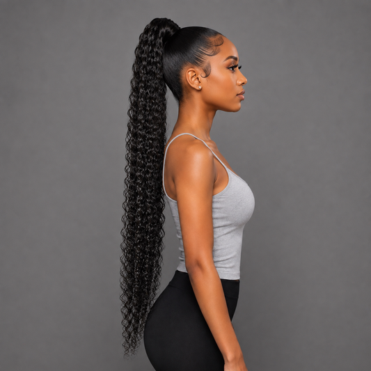 GRACE- CURLY PREMIUM HUMAN HAIR DRAWSTRING PONYTAIL