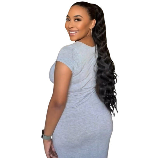 LEILANI 28" KANEKALON BODY WAVE DRAWSTRING PONYTAIL