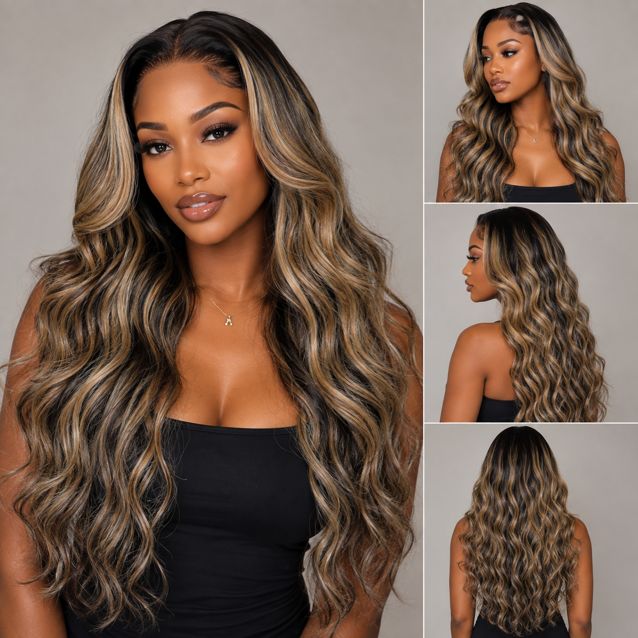 CUSTOM BLONDE/BLACK WAVY 13X4 HD LACE FRONT PREMIUM HUMAN HAIR WIG
