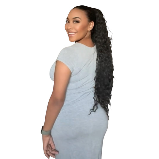 MARRI 28"GREY/BLACK  KANEKALON DRAWSTRING PONYTAIL / EXTRA LONG